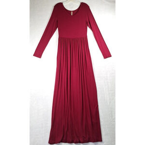 GRECERELLE Size M Faux Wrap Maxi Dress Red Long Sleeve 55 Inches Long New